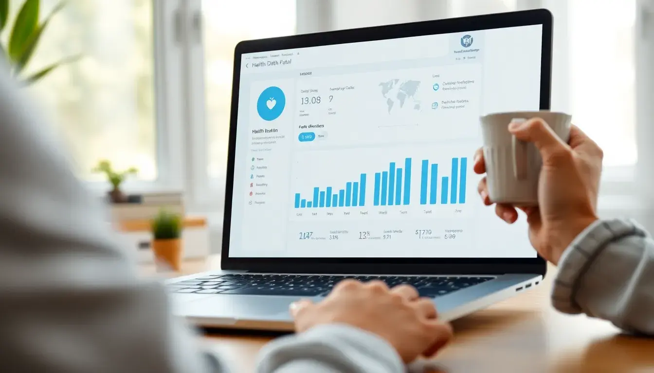 Dashboard digitale per il calcolo GFR su schermo laptop in ufficio moderno