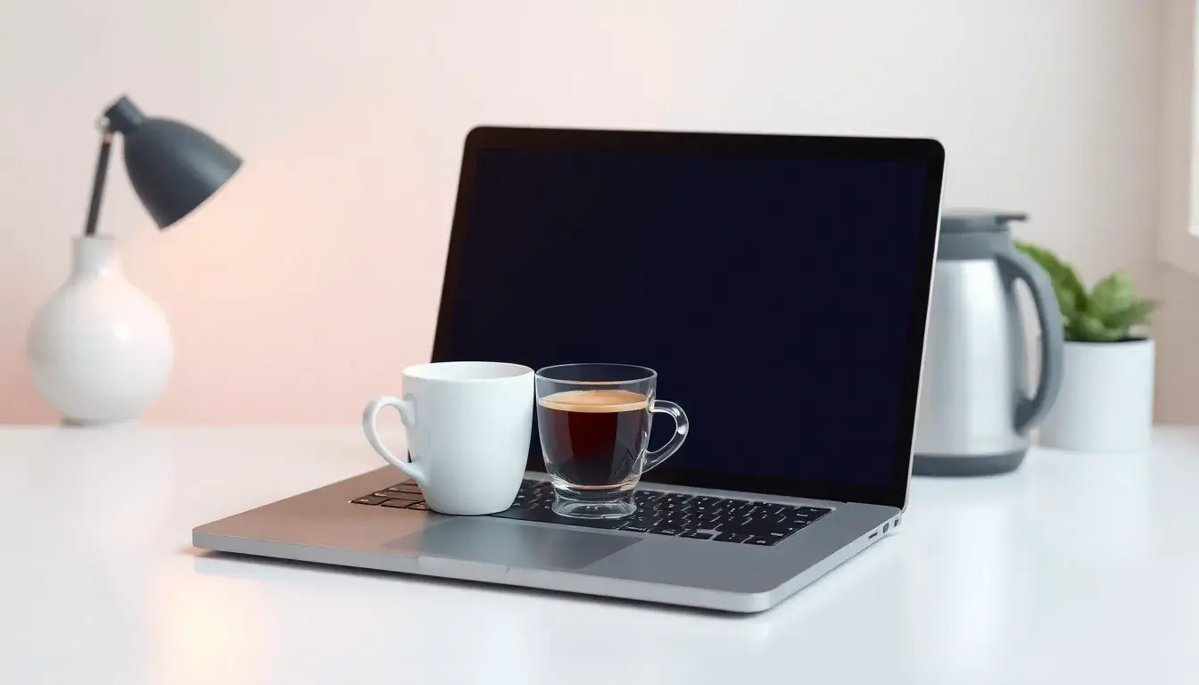 Laptop che mostra un calcolatore proporzioni digitale su una scrivania pulita