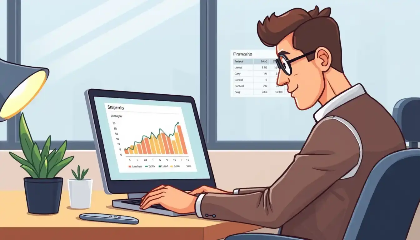 Professionista che analizza dati per il calcolo RAL su un laptop moderno