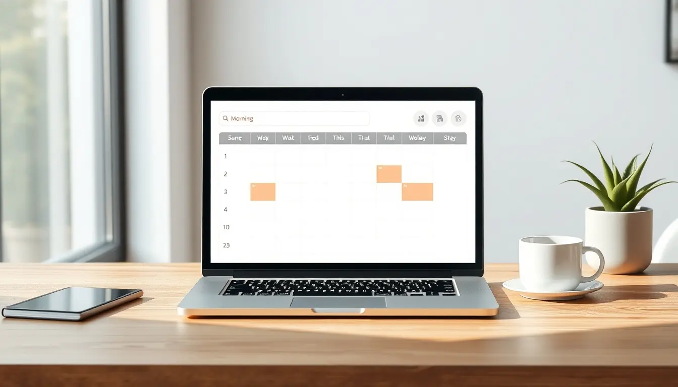 Interfaccia digitale di un calendario moderno per il calcolo giorni tra due date su un laptop.