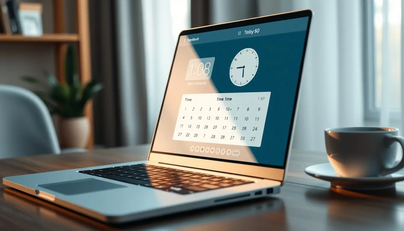 Interfaccia digitale di un calcolatore ore su uno schermo laptop moderno.