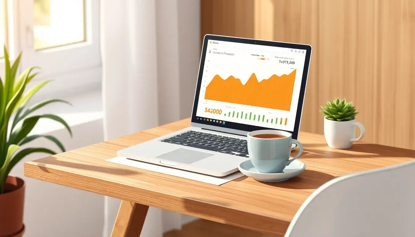 Laptop professionale che mostra dati finanziari per il calcolo lordo da netto stipendio.
