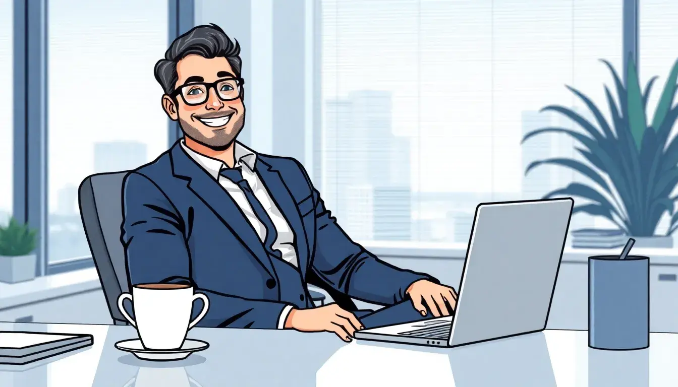 Professionista che analizza il calcolo netto da RAL su un laptop in ufficio.