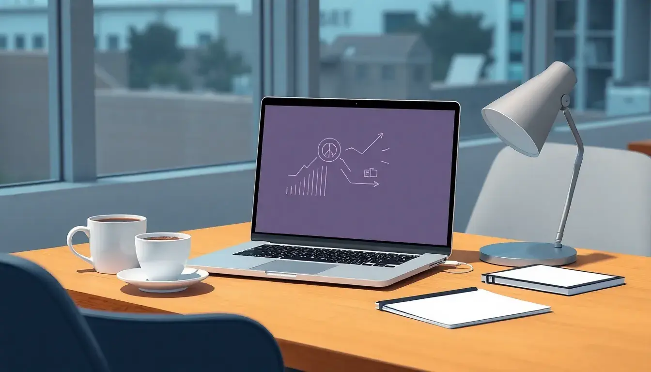 Schermo di un laptop che mostra un'interfaccia per il calcolo percentuali in un ufficio moderno.