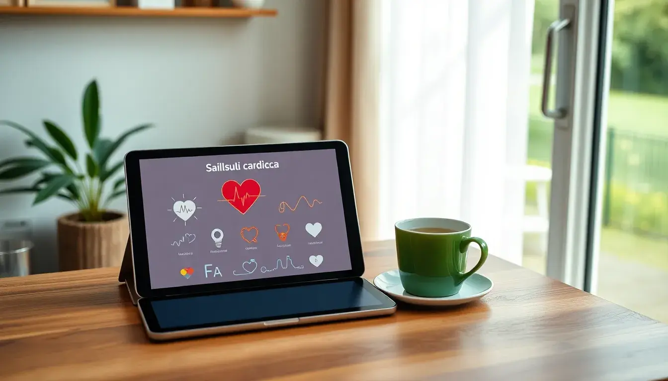 Tablet su scrivania in legno che mostra dati sul ldl colesterolo calcolo in ambiente luminoso