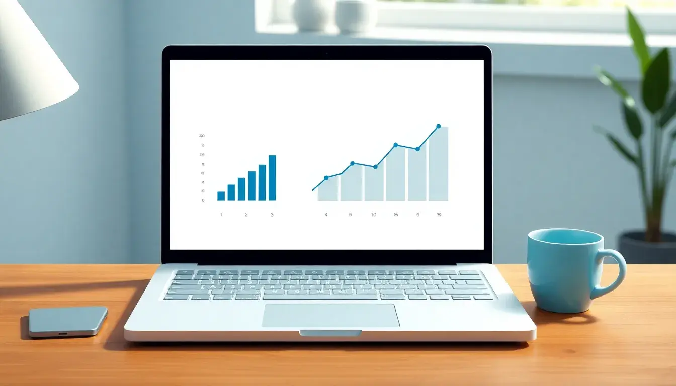 Laptop su una scrivania moderna che mostra un'interfaccia di proporzioni calcolo pulita