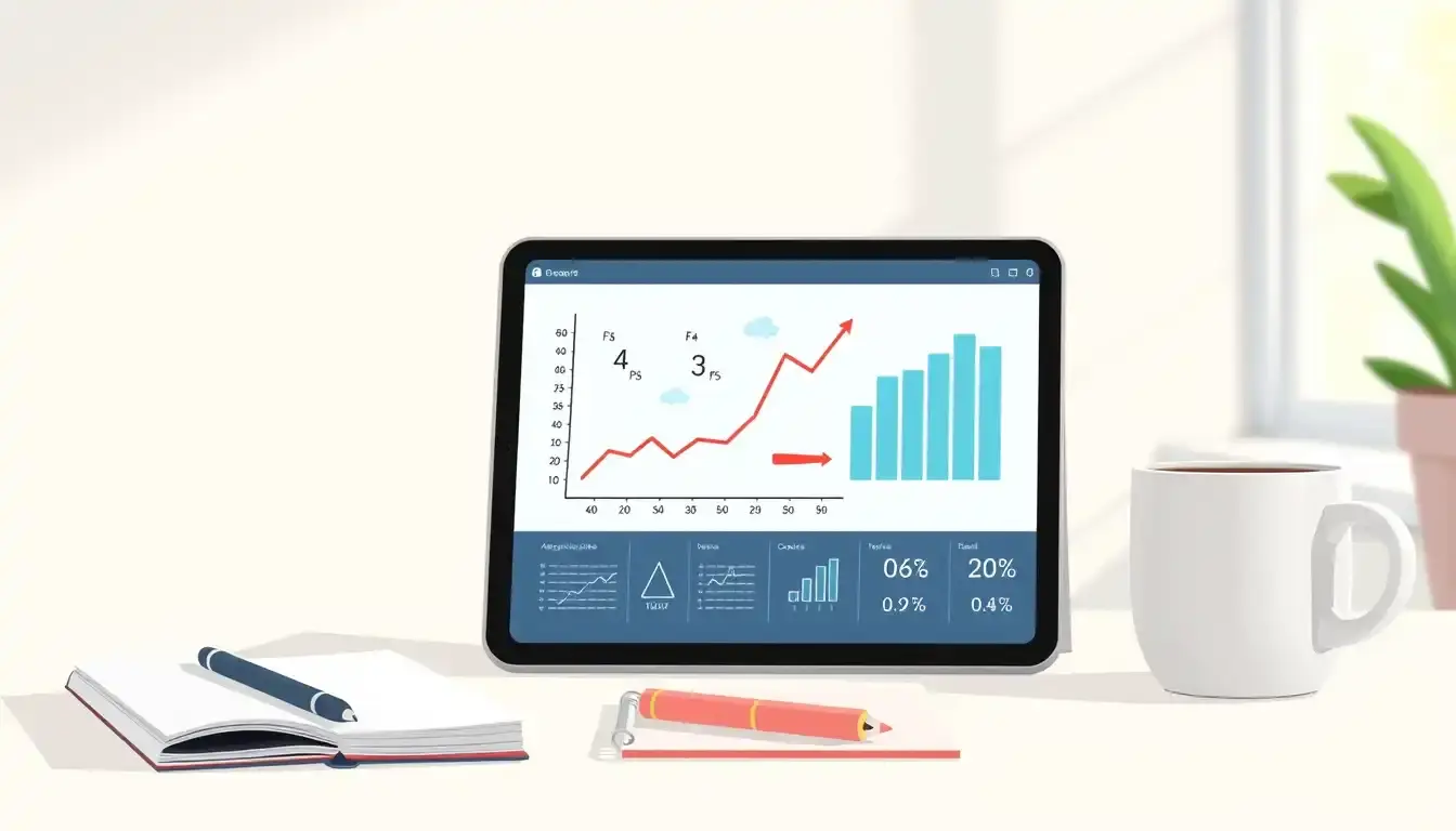 Tablet con calcoli matematici e notebook su una scrivania moderna