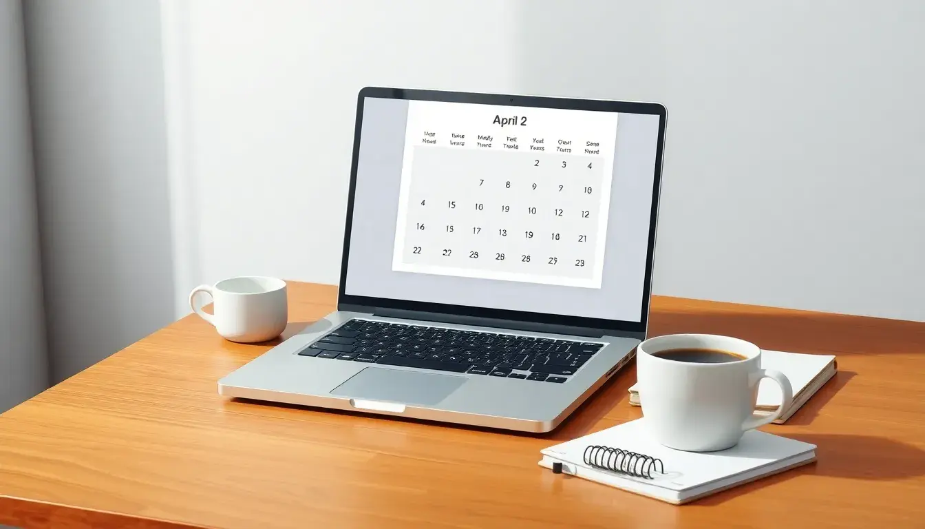 Laptop screen displaying a date and calcolatore di giorni interface on a modern desk.