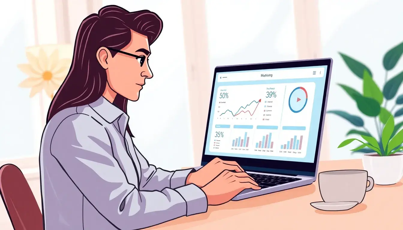 Schermata di calcolo della percentuale su un laptop in un ufficio moderno