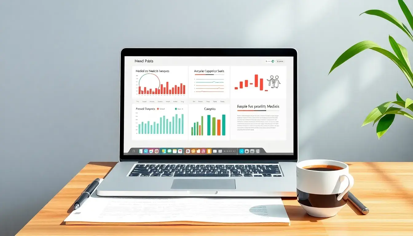 Laptop su scrivania con interfaccia digitale per il monitoraggio del ldl calcolo