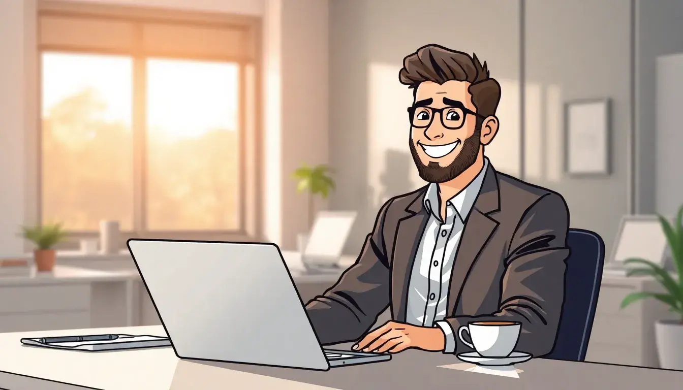 Professionista che analizza il calcolo stipendio netto su un laptop in ufficio.