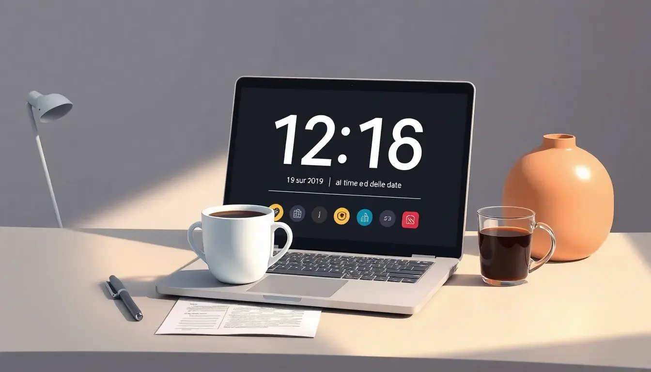 Laptop che mostra un'interfaccia per calcola età su una scrivania ordinata