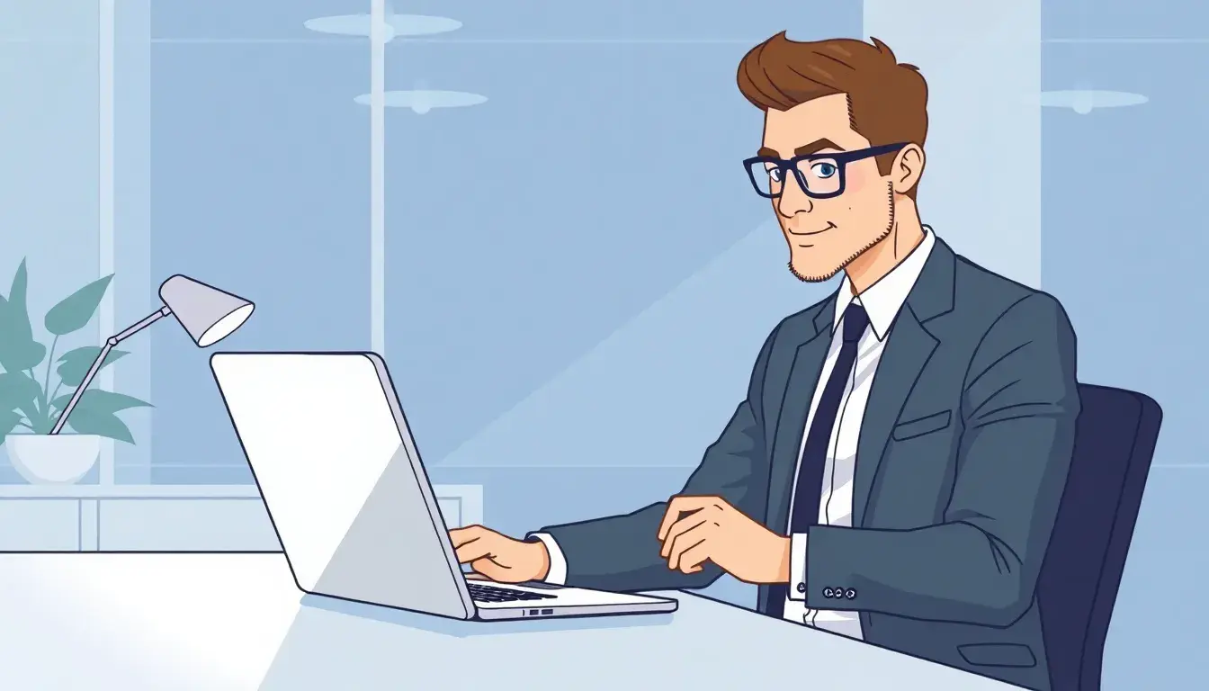 Professionista in ufficio che esegue il calcolo netto dal lordo su laptop