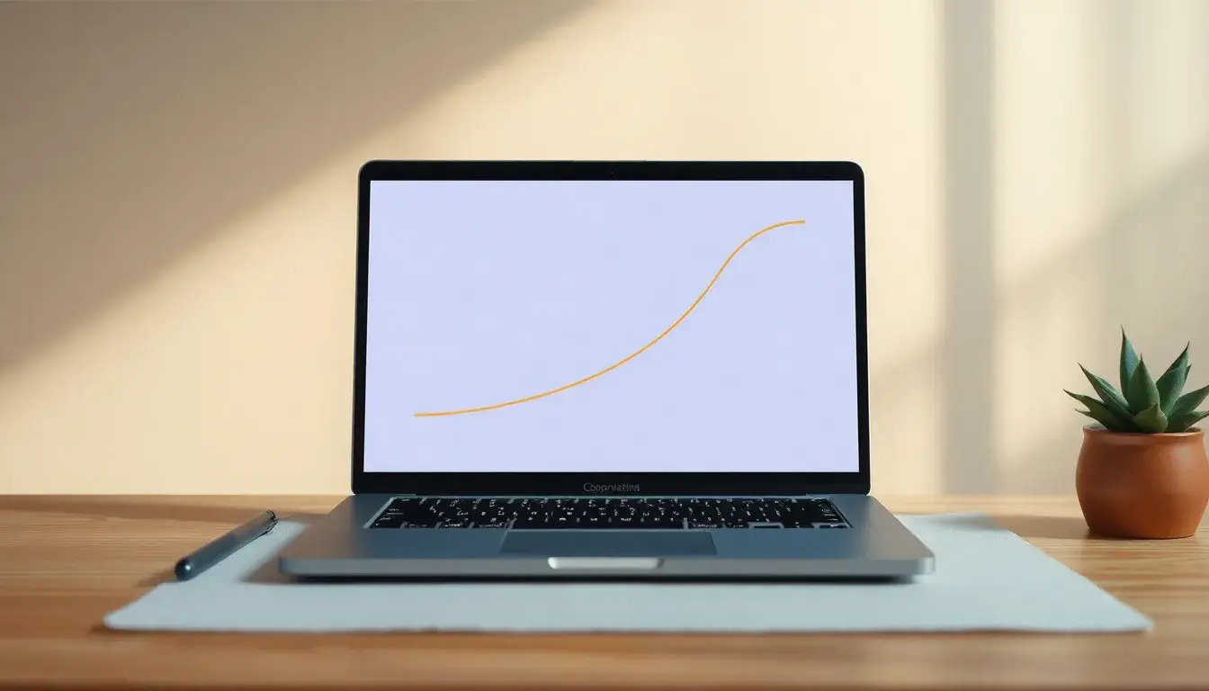 Laptop che mostra grafici statistici e curve di crescita per il calcolo percentili.