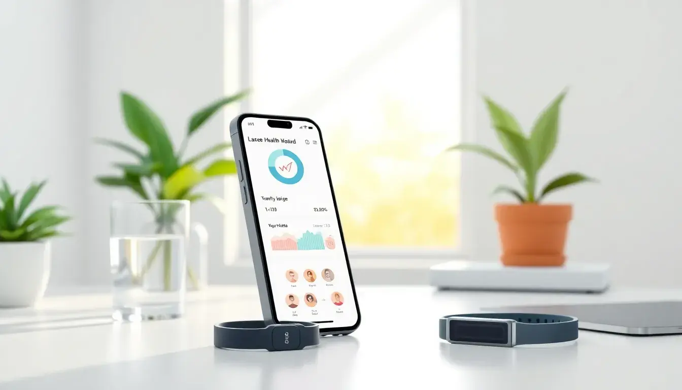 Smartphone con dashboard salute per il metabolismo basale calcolo su una scrivania moderna