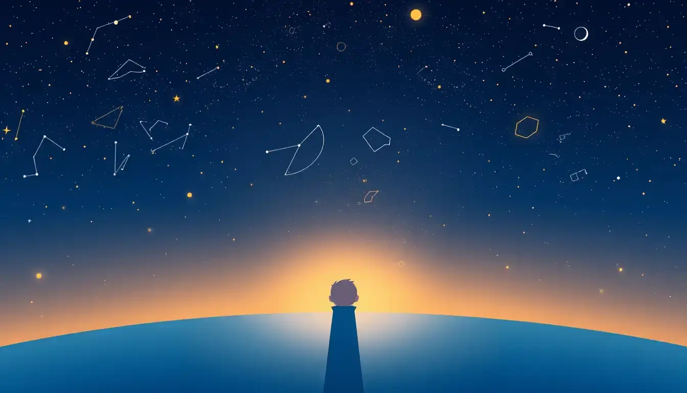 Persona che osserva le costellazioni stellari per il calcolo dell'ascendente zodiacale.